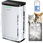 HEAPETS Pet Air Purifier Large Home up to 4200 sq ft, Suck up Floating Cat Dog Hair, 7-Stage Filter Anion Activated Carbon HEPA Air Purifiers WiFi for Dander Odor Allergies Smoke Dust, Zero Ozone, P339 White