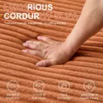 Boneless Chaise Lounge - 64” Depth Striped Plush Corduroy Indoor Sofa Bed, Fire Safety Label - Image 3