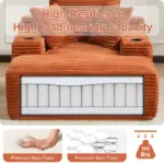 Boneless Chaise Lounge - 64” Depth Striped Plush Corduroy Indoor Sofa Bed, Fire Safety Label - Image 5