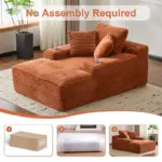 Boneless Chaise Lounge - 64” Depth Striped Plush Corduroy Indoor Sofa Bed, Fire Safety Label - Image 6