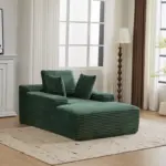 Boneless Chaise Lounge - 64” Depth Striped Plush Corduroy Indoor Sofa Bed, Fire Safety Label - Image 10