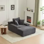 Boneless Chaise Lounge - 64” Depth Striped Plush Corduroy Indoor Sofa Bed, Fire Safety Label - Image 12