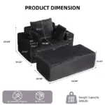 Boneless Chaise Lounge - 64” Depth Striped Plush Corduroy Indoor Sofa Bed, Fire Safety Label - Image 16