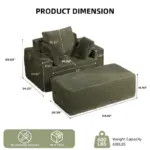 Boneless Chaise Lounge - 64” Depth Striped Plush Corduroy Indoor Sofa Bed, Fire Safety Label - Image 17