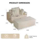 Boneless Chaise Lounge - 64” Depth Striped Plush Corduroy Indoor Sofa Bed, Fire Safety Label - Image 18