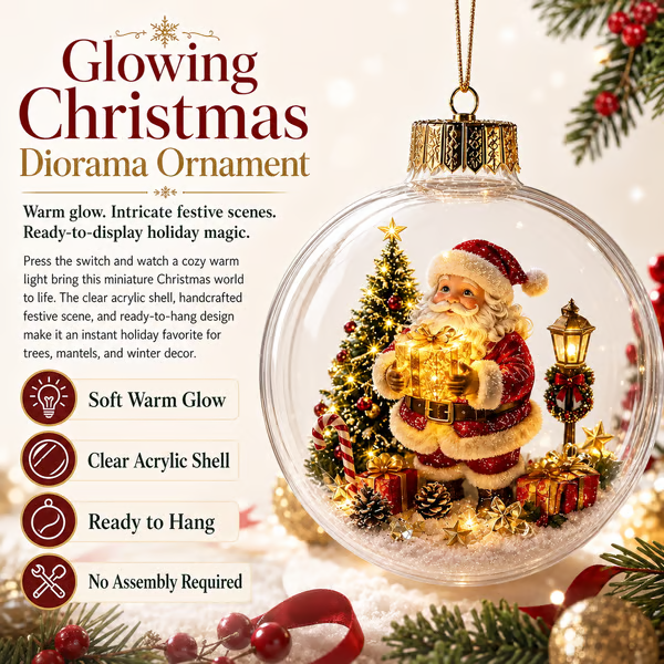 🎄Glowing Christmas Diorama Ornament – Perfect Christmas Tree Decorations 🎄Glowing Christmas Diorama Ornament – Perfect Christmas Tree Decorations