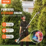 VEVOR 52CC 6-in-1 Multi-Functional Trimming Tools, Gas Hedge Trimmer, Weed Eater, String Trimmer, Brush Cutter, Edger, Pole Saw Chainsaw Pruner with Extension Pole - Image 2