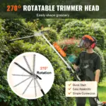 VEVOR 52CC 6-in-1 Multi-Functional Trimming Tools, Gas Hedge Trimmer, Weed Eater, String Trimmer, Brush Cutter, Edger, Pole Saw Chainsaw Pruner with Extension Pole - Image 3