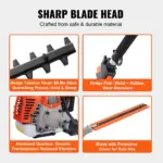 VEVOR 52CC 6-in-1 Multi-Functional Trimming Tools, Gas Hedge Trimmer, Weed Eater, String Trimmer, Brush Cutter, Edger, Pole Saw Chainsaw Pruner with Extension Pole - Image 6