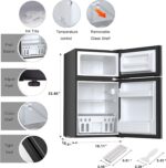 Antarctic Star Mini Fridge with Freezer, Double Door Compact Refrigerator, Adjustable Thermostat, Small Fridge for Bedroom Office Dorm Apartment,2.45 Cu.Ft - Image 3