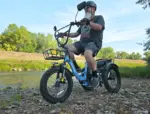 Eskute®  T300 Folding Electric Trike, Peak 1200W Brushless Motor Folding Trike 18X3.0 Fat Tire Ebike, 624Wh Removable Battery - Image 3