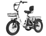 Eskute®  T300 Folding Electric Trike, Peak 1200W Brushless Motor Folding Trike 18X3.0 Fat Tire Ebike, 624Wh Removable Battery - Image 15