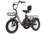 Eskute®  T300 Folding Electric Trike, Peak 1200W Brushless Motor Folding Trike 18X3.0 Fat Tire Ebike, 624Wh Removable Battery - Image 14
